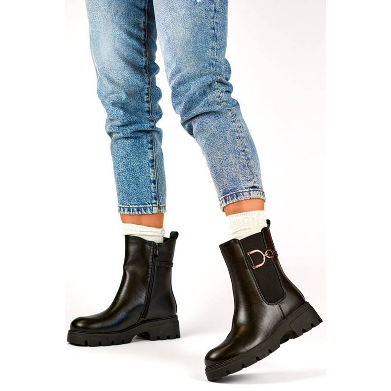 Botas Chelsea con aislamiento para mujer, negras, K-99257 negro 2