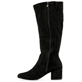 Botas de mujer de ante con tacón bajo, negro 23063B 3