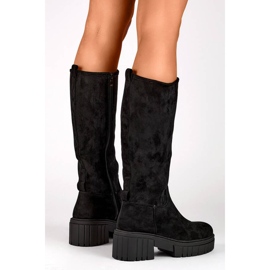 Botas de mujer de ante con suela gruesa, negro DE1056B 2