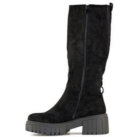 Botas de mujer de ante con suela gruesa, negro DE1056B 3