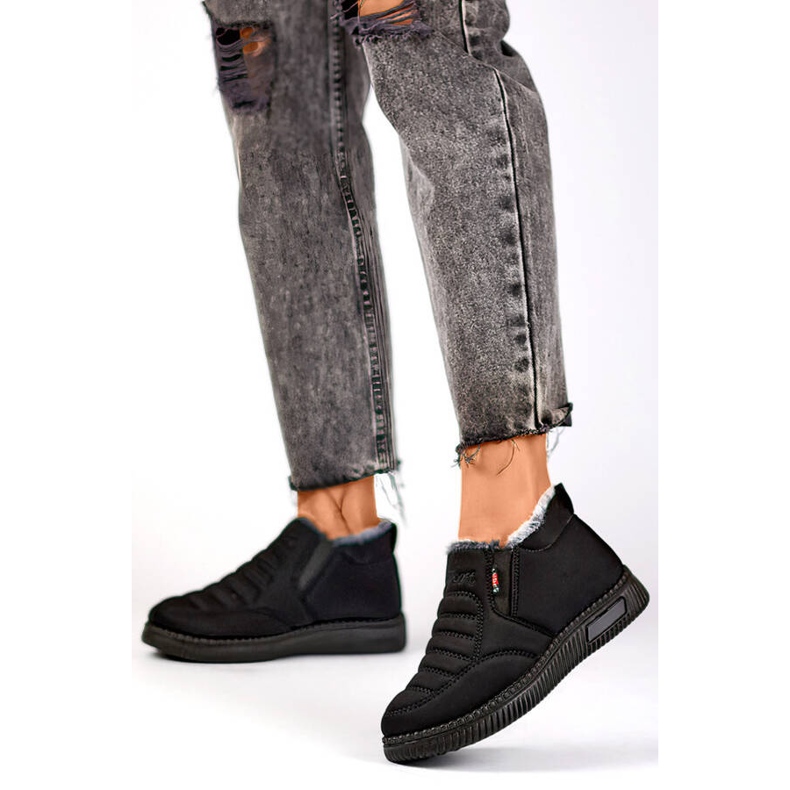 Botas de nieve de tobillo bajo para mujer, aislantes, negro 7792B 2