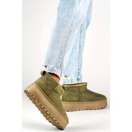 Botas de nieve sin cordones de ante para mujer, verde 8917-5GR 3