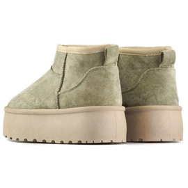 Botas de nieve sin cordones de ante para mujer, verde 8917-5GR 4