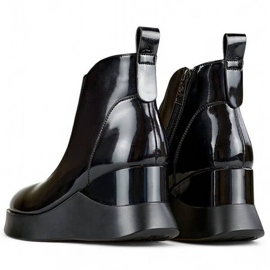 Botas cuña mujer piel, charol negro, 25-66703B 4