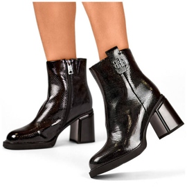 Botines de charol con aislamiento para mujer, negro 25-66670B 1