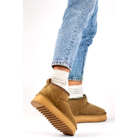 Botas de piel para mujer, botas de nieve de ante marrón YU9001KH 3