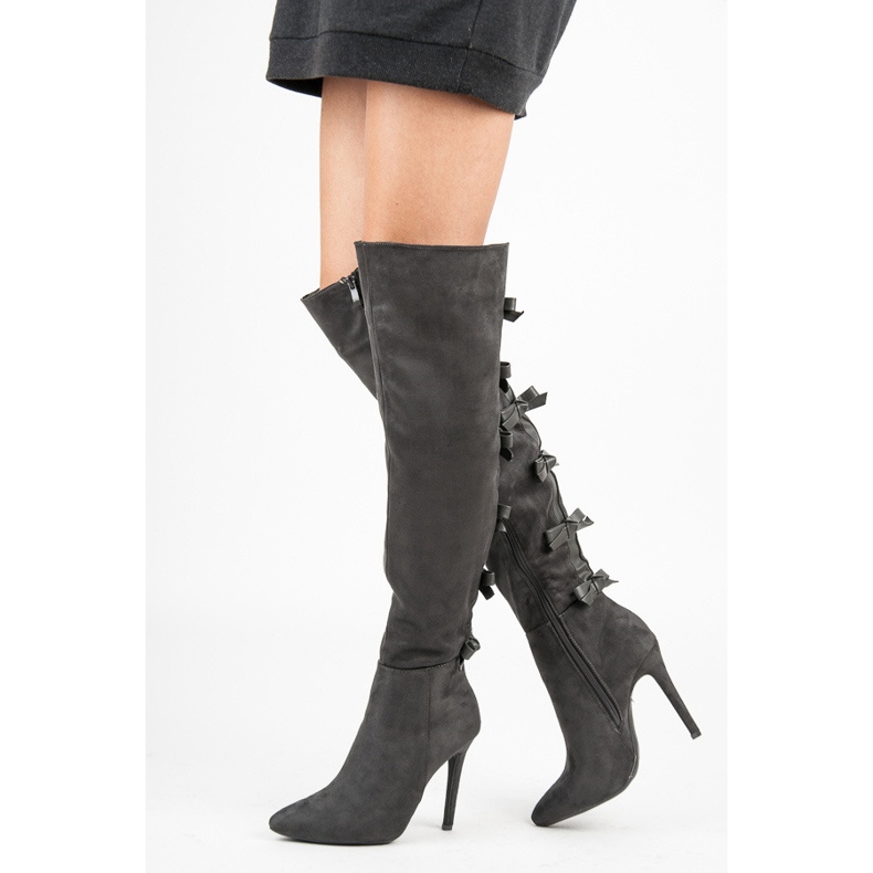 Vices Botas mosqueteras con lazos gris 1