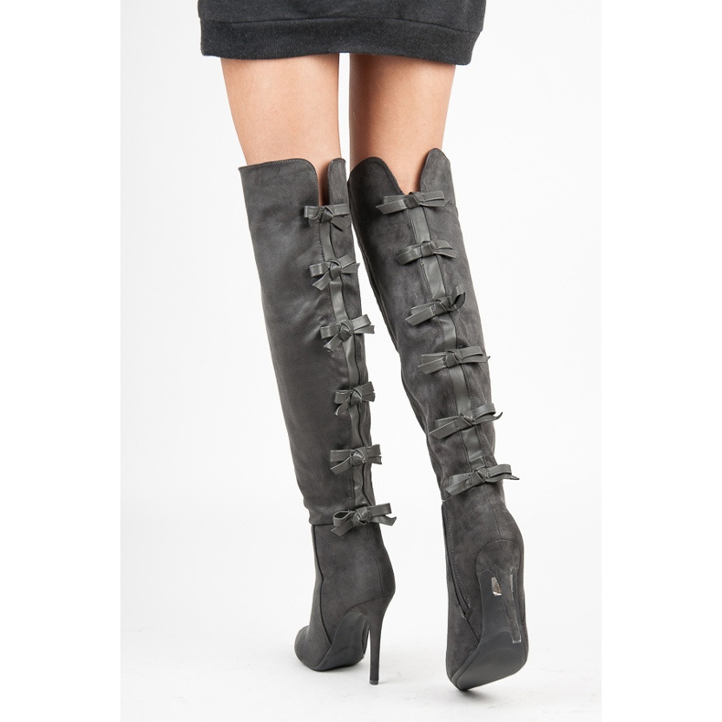 Vices Botas mosqueteras con lazos gris 2