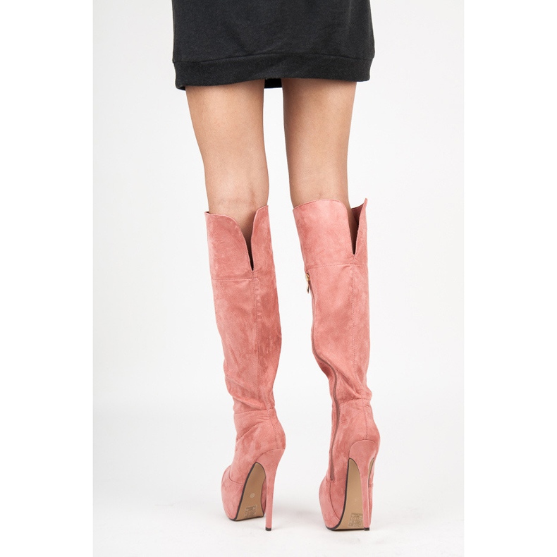 Comer Botas de ante con plataforma rosa 1