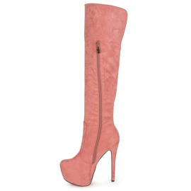 Comer Botas de ante con plataforma rosado 4