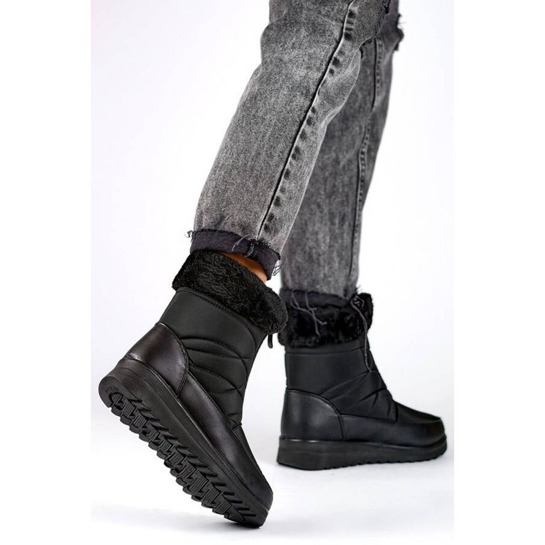 Botas de nieve de mujer con pelo, negro W87B 2
