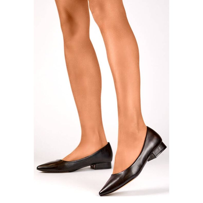Zapatos clásicos de mujer con tacón bajo en punta, negro DO-104B 2
