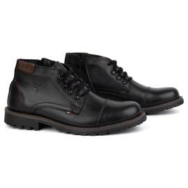 Olivier Botas de invierno para hombre con cremallera, piel 963MP, negro con negro 3