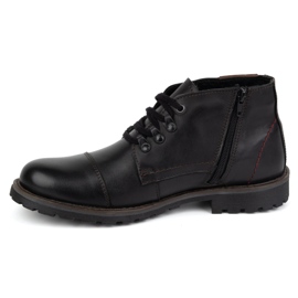Olivier Botas de invierno para hombre con cremallera, piel 963MP, negro con negro 1