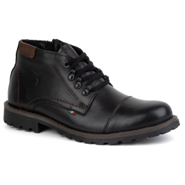 Olivier Botas de invierno para hombre con cremallera, piel 963MP, negro con negro 2