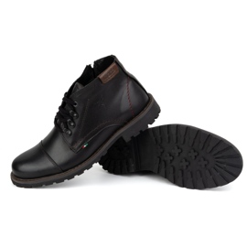 Olivier Botas de invierno para hombre con cremallera, piel 963MP, negro con negro 4