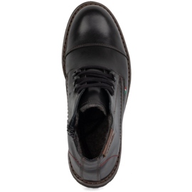 Olivier Botas de invierno para hombre con cremallera, piel 963MP, negro con negro 7