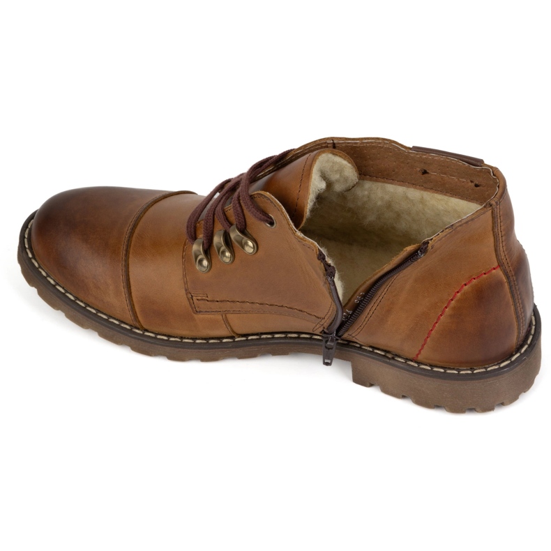 Olivier Botas cortas de piel para invierno para hombre, 963MP, rojo beige 1