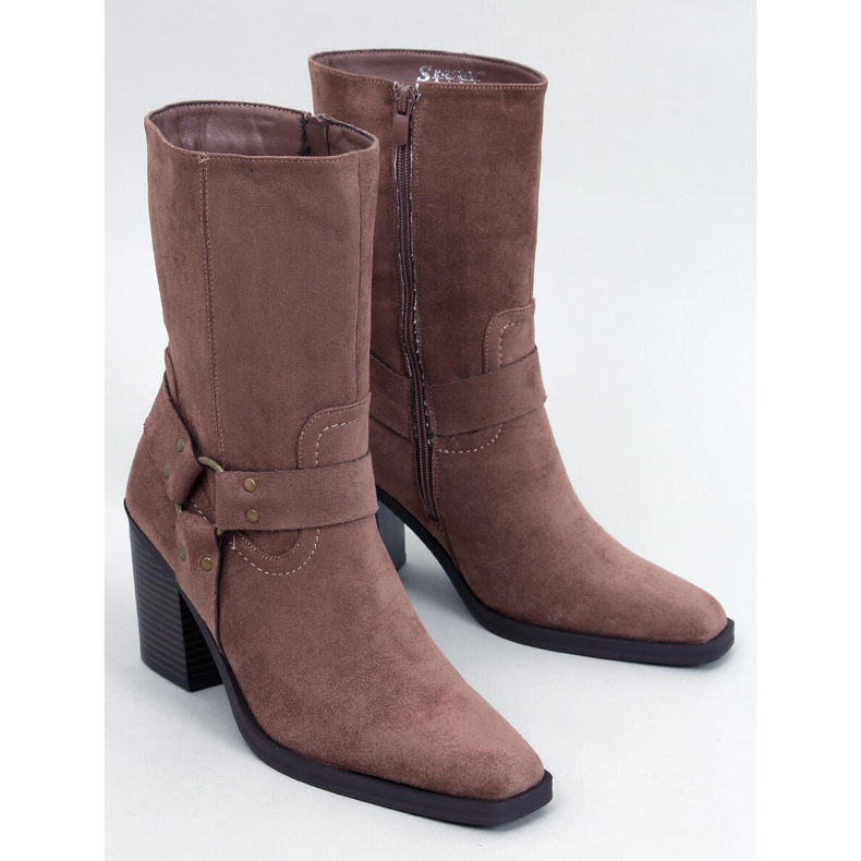 Botas cowboy Hardin de ante caqui marrón 1