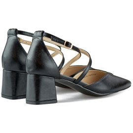 Zapatos de tacón para mujer con tiras y tacón bajo, negro GD-FL1150B 3