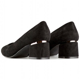 Zapatos de salón para mujer con punta en punta y tacón bajo, ante, negro XR-103B-B 5