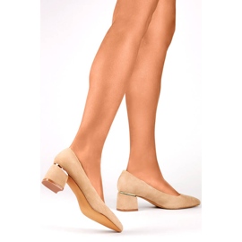 Zapatos de tacón de mujer con punta en punta, beige XR-103B-BE 3