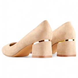 Zapatos de tacón de mujer con punta en punta, beige XR-103B-BE 4