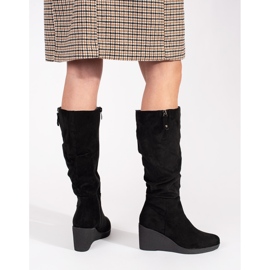 Botas cuña mujer ante negro 4