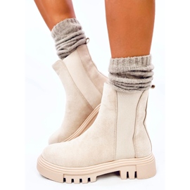 Swanson Botas Chelsea altas en beige 5