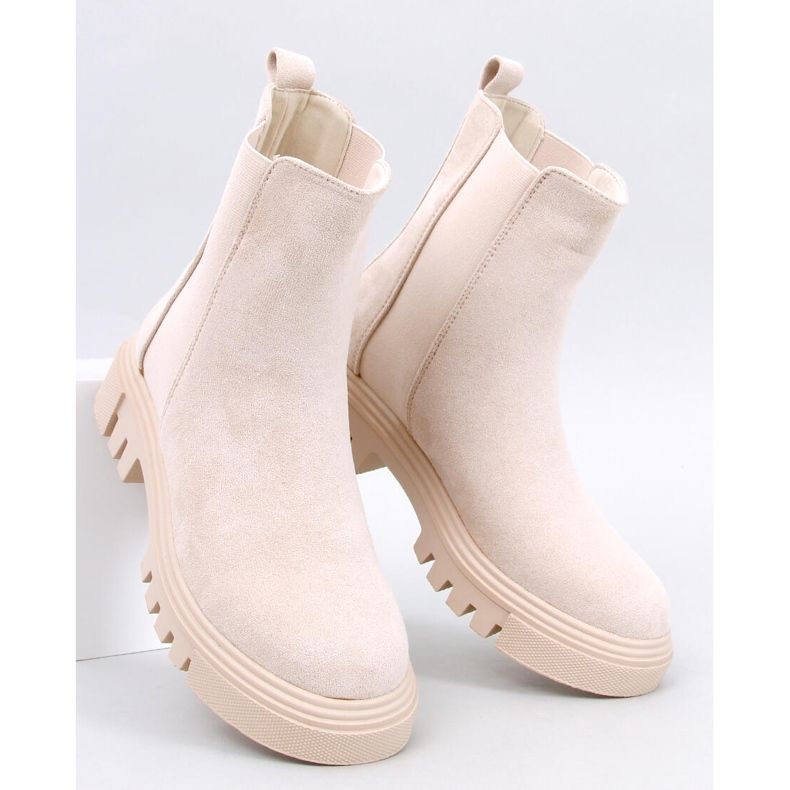 Swanson Botas Chelsea altas en beige 1
