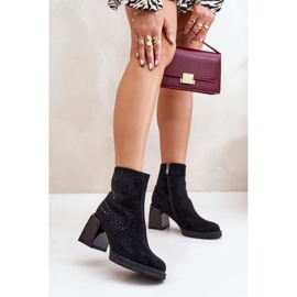 S.Barski Botas De Mujer Aislante Con Tacón Alto Con Decoración D&amp;A MR880-130 Negro 2