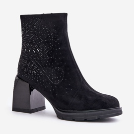 S.Barski Botas De Mujer Aislante Con Tacón Alto Con Decoración D&amp;A MR880-130 Negro 9