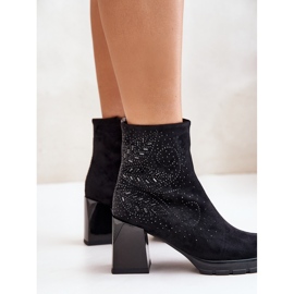 S.Barski Botas De Mujer Aislante Con Tacón Alto Con Decoración D&amp;A MR880-130 Negro 5