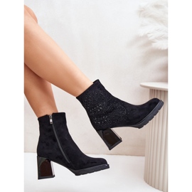 S.Barski Botas De Mujer Aislante Con Tacón Alto Con Decoración D&amp;A MR880-130 Negro 6