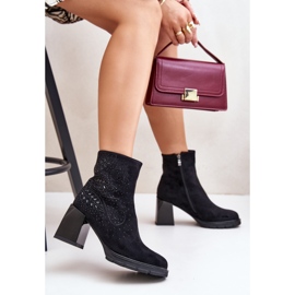 S.Barski Botas De Mujer Aislante Con Tacón Alto Con Decoración D&amp;A MR880-130 Negro 7