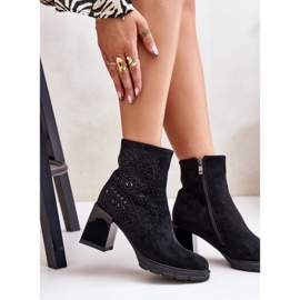 S.Barski Botas De Mujer Aislante Con Tacón Alto Con Decoración D&amp;A MR880-130 Negro 8