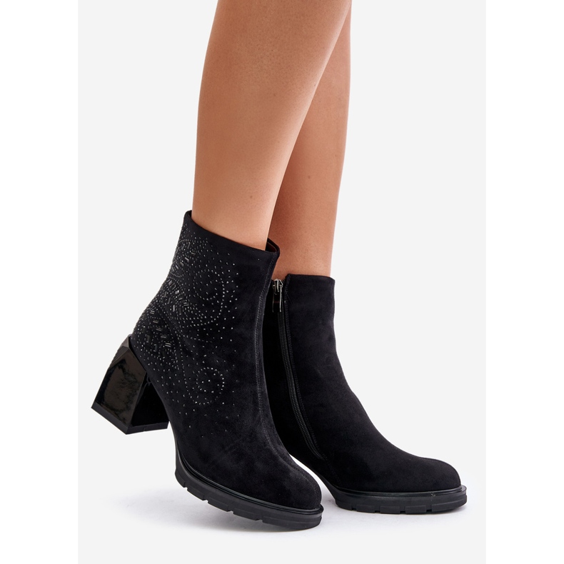 S.Barski Botas De Mujer Aislante Con Tacón Alto Con Decoración D&amp;A MR880-130 Negro 1