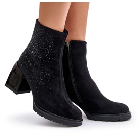 S.Barski Botas De Mujer Aislante Con Tacón Alto Con Decoración D&amp;A MR880-130 Negro 10