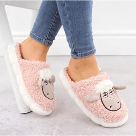 Zapatillas de estar por casa para mujer de pelo con oveja, rosa Filippo DK6683 rosado 4