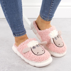 Zapatillas de estar por casa para mujer de pelo con oveja, rosa Filippo DK6683 rosado 6