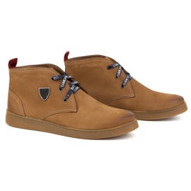 Zapatos chukka hombre piel KAMPOL 110/410 marrón claro beige 3