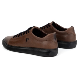 Polbut Zapatos de hombre, zapatillas de piel 2127, marrón oscuro 6
