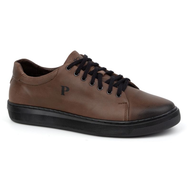 Polbut Zapatos de hombre, zapatillas de piel 2127, marrón oscuro 2