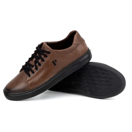 Polbut Zapatos de hombre, zapatillas de piel 2127, marrón oscuro 4