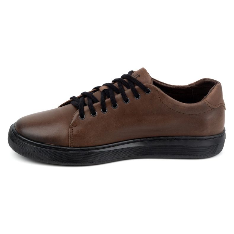 Polbut Zapatos de hombre, zapatillas de piel 2127, marrón oscuro 1