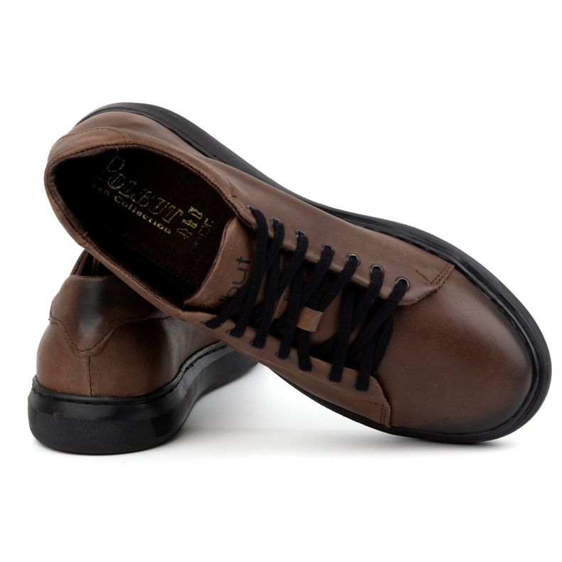 Polbut Zapatos de hombre, zapatillas de piel 2127, marrón oscuro 5