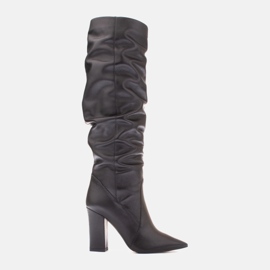 Marco Shoes Botas negras con volantes de piel suave negro 1