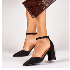Salón negro de tacón con cierre al tobillo QA203B 1