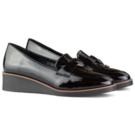 Zapatos cuña mujer charol, negro, 24-58266B 4