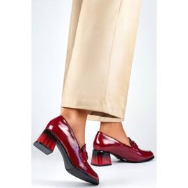 Zapatos de mujer de tacón bajo, charol burdeos GD-FL478-BUR rojo 2 Zapatos de mujer de tacón bajo, charol burdeos GD-FL478-BUR rojo 2